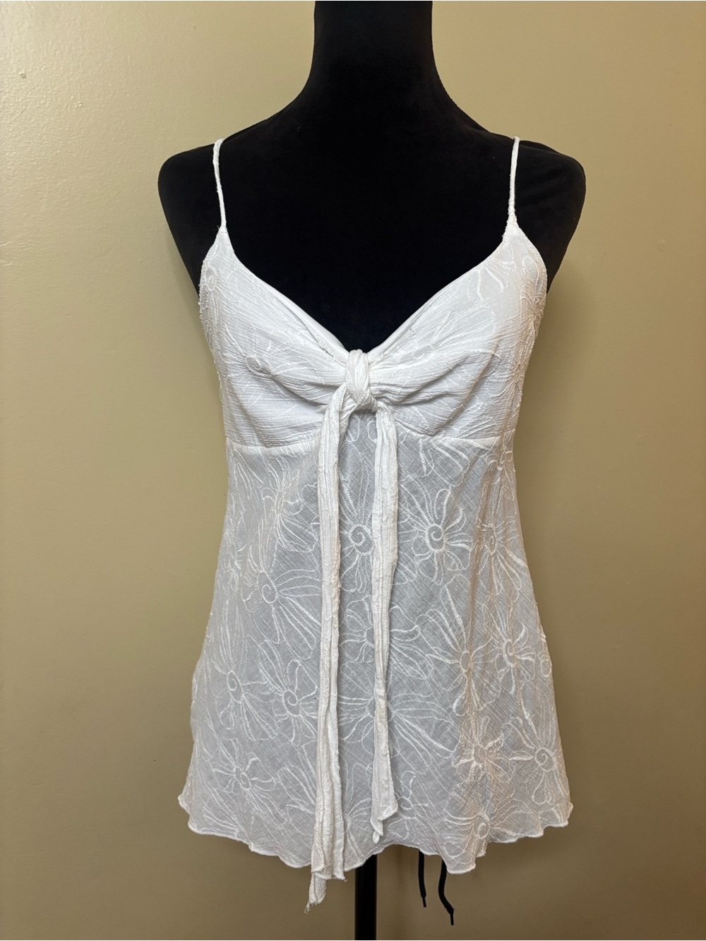Vintage Y2K Charlotte Russe white babydoll sheer floral camisole top